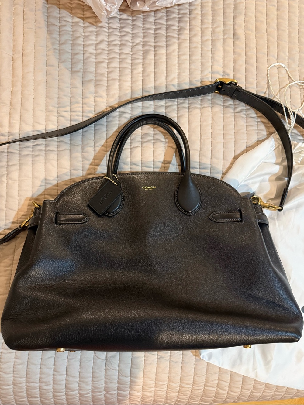 Coach Empire 40 Black Leather Satchel with Gold Hardware - Picture 5 of 10